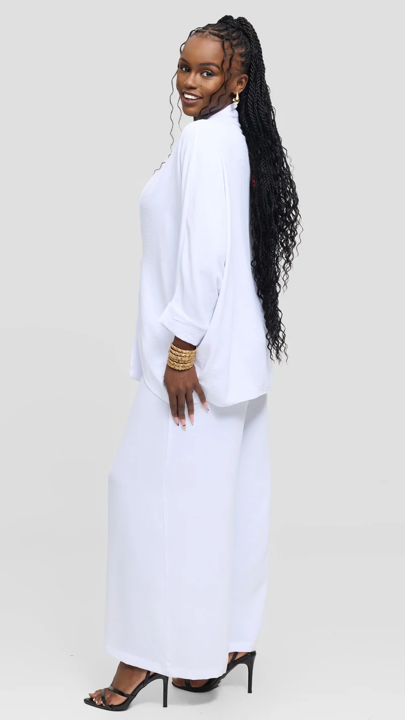 Vivo Tie Dolman Kimono in Textured Crepe - Off White