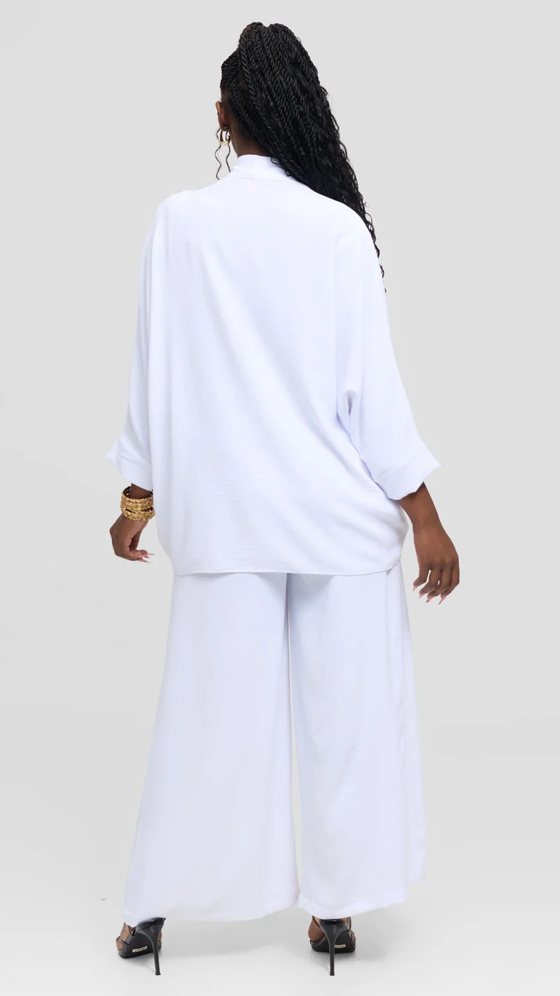 Vivo Tie Dolman Kimono in Textured Crepe - Off White