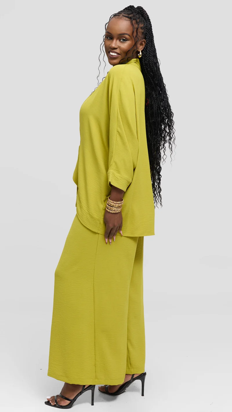 Vivo Tie Dolman Kimono in Textured Crepe - Olive