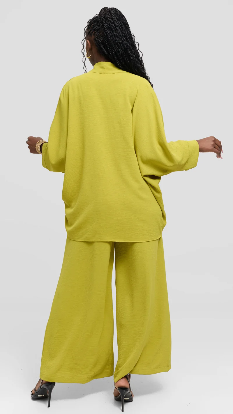 Vivo Tie Dolman Kimono in Textured Crepe - Olive