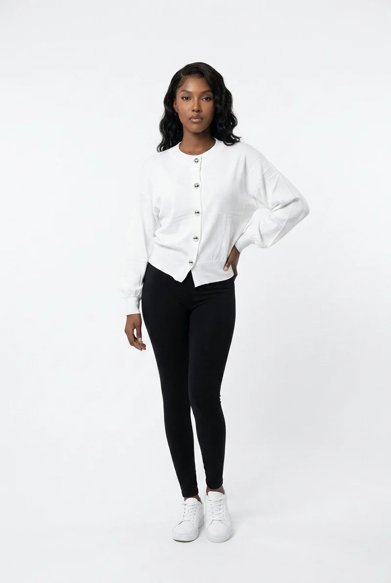 Stylish Sisters Knit Cardigan - White