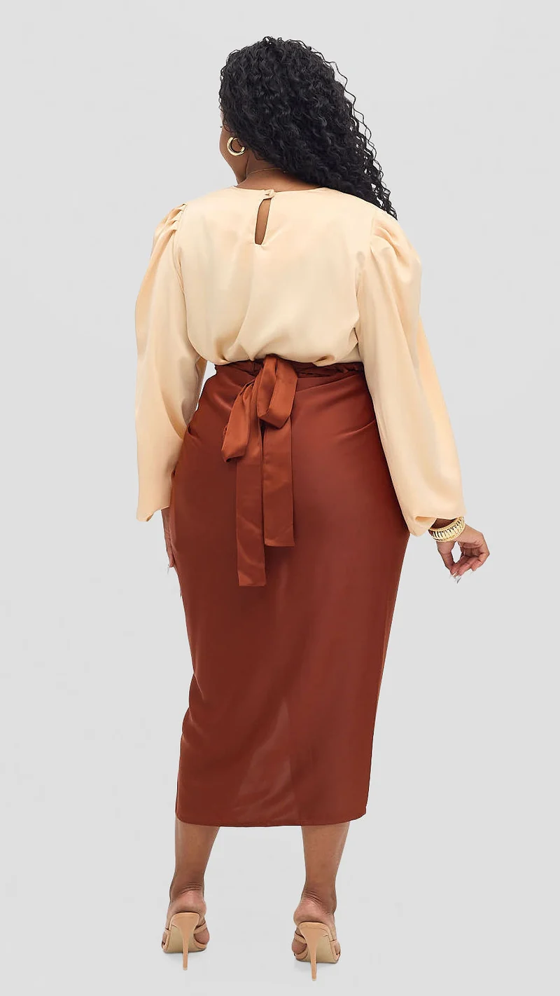 Shona Buba Skirt Set - Caramel / Brown