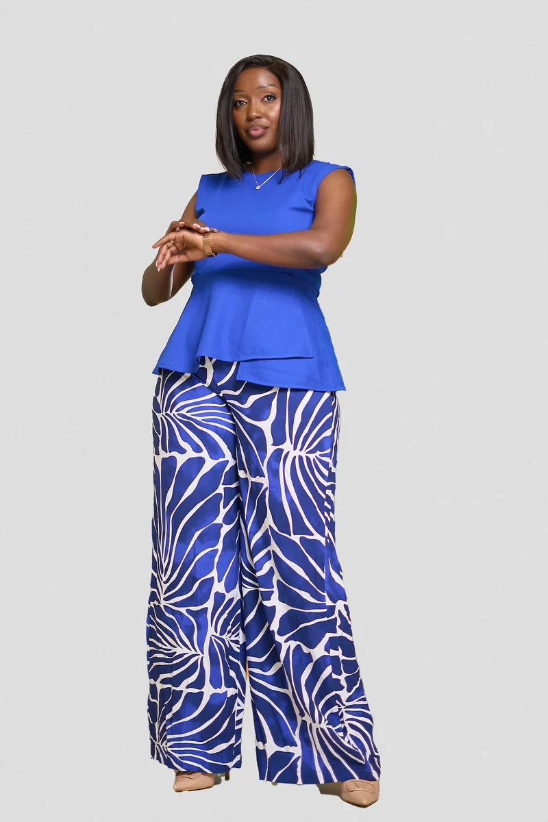Kakiba Collections Audacious Palazzo Pants - Royal Blue / White