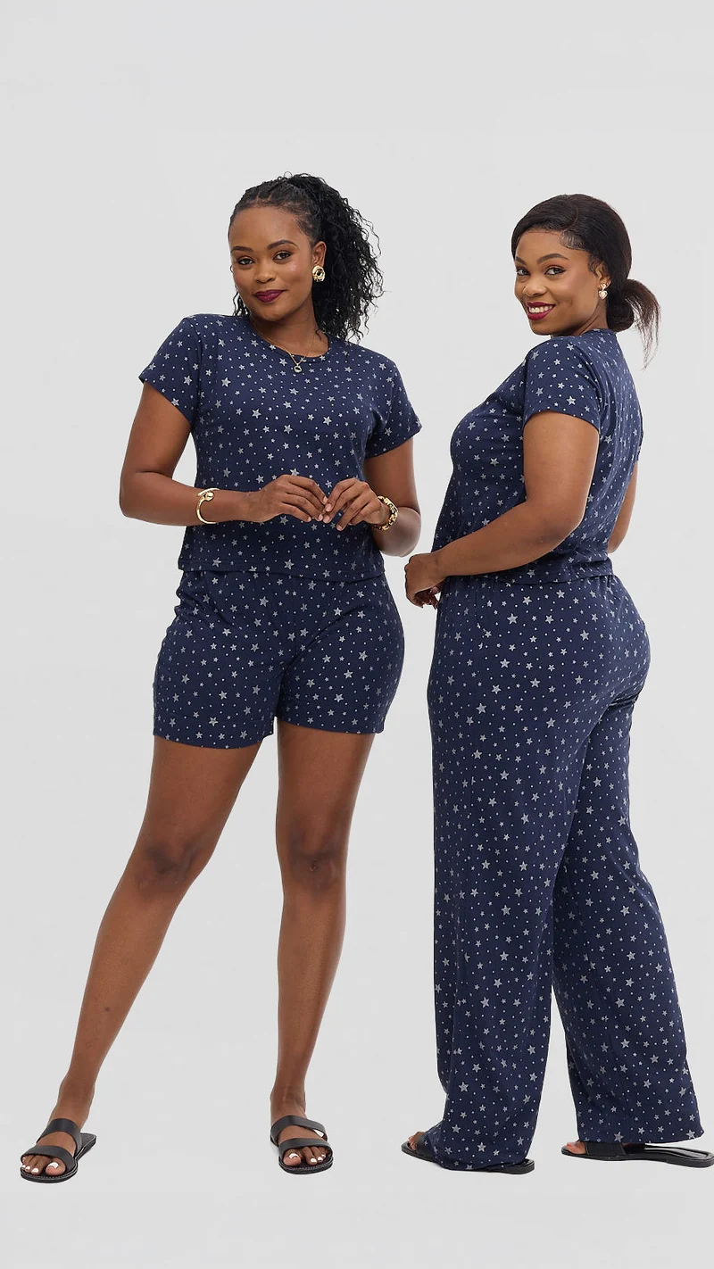 Inroses Star Luxe Lounge Wear-Four Piece Set - Navy Blue