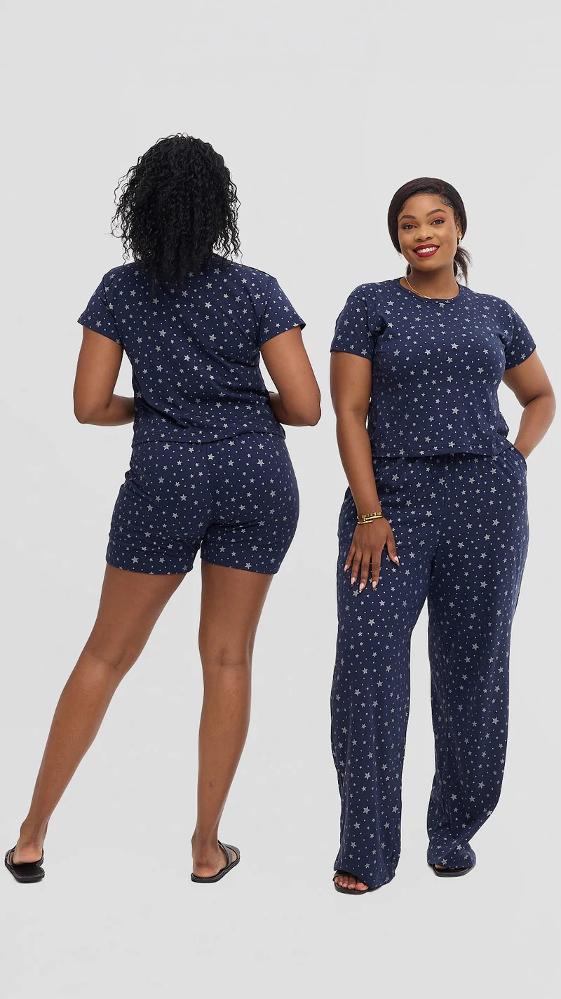 Inroses Star Luxe Lounge Wear-Four Piece Set - Navy Blue