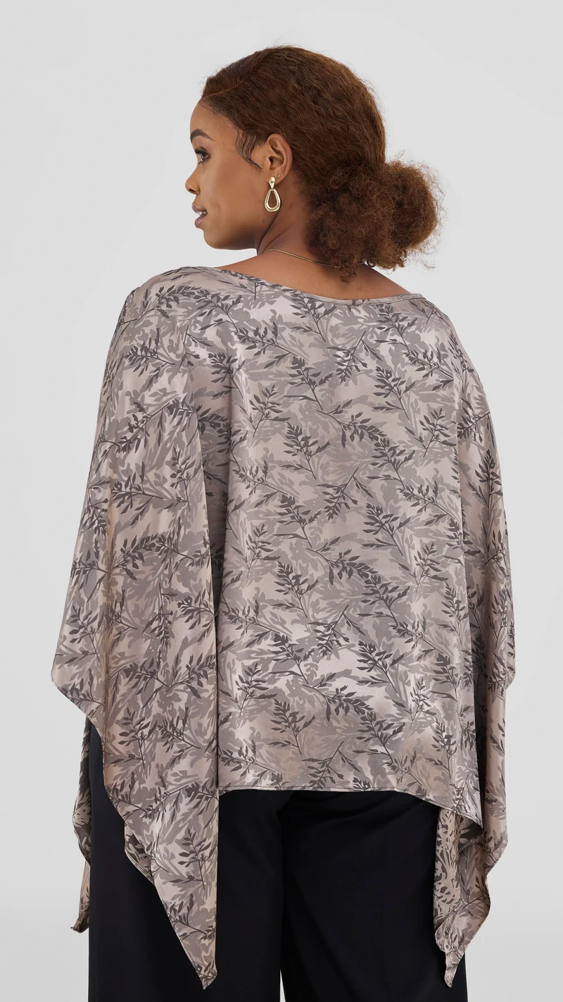 Vivo Multiway Short Kimono in Satin - Hunters Textured Print
