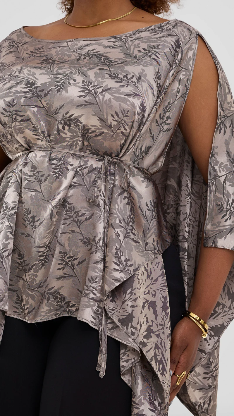 Vivo Multiway Short Kimono in Satin - Hunters Textured Print