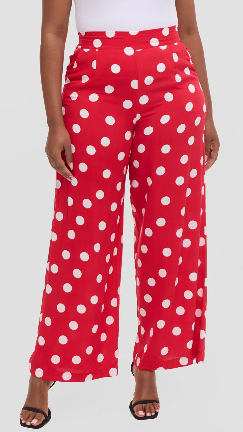 Vivo Samira Pants in Rayon - Red / White Polka Dot