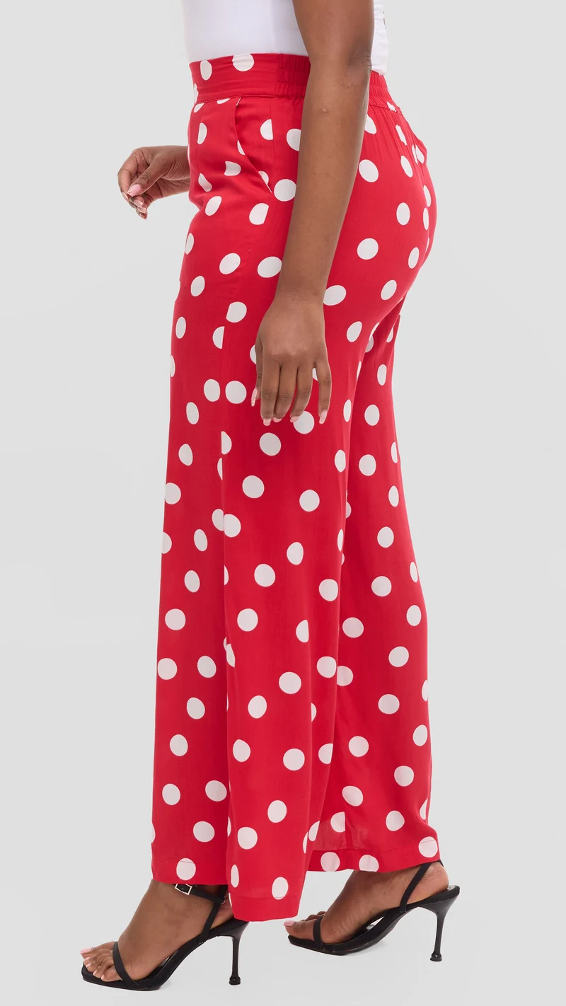 Vivo Samira Pants in Rayon - Red / White Polka Dot