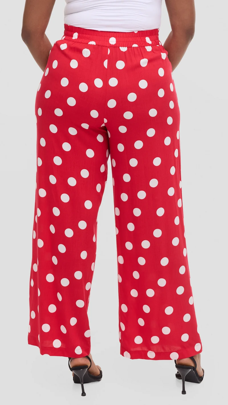 Vivo Samira Pants in Rayon - Red / White Polka Dot