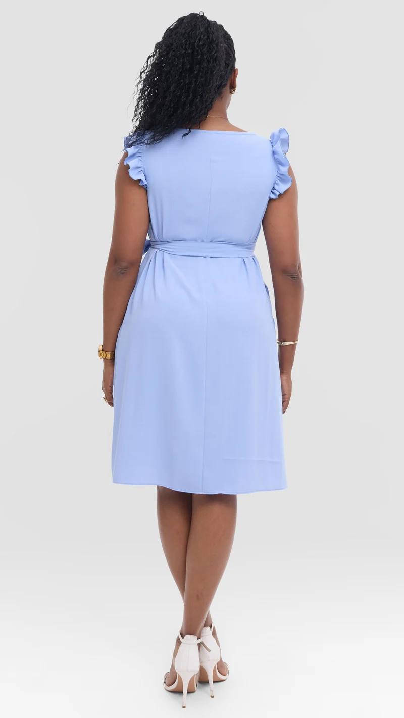 Vivo Nasinka A-Line Knee Length Dress in Crepe - Light Blue