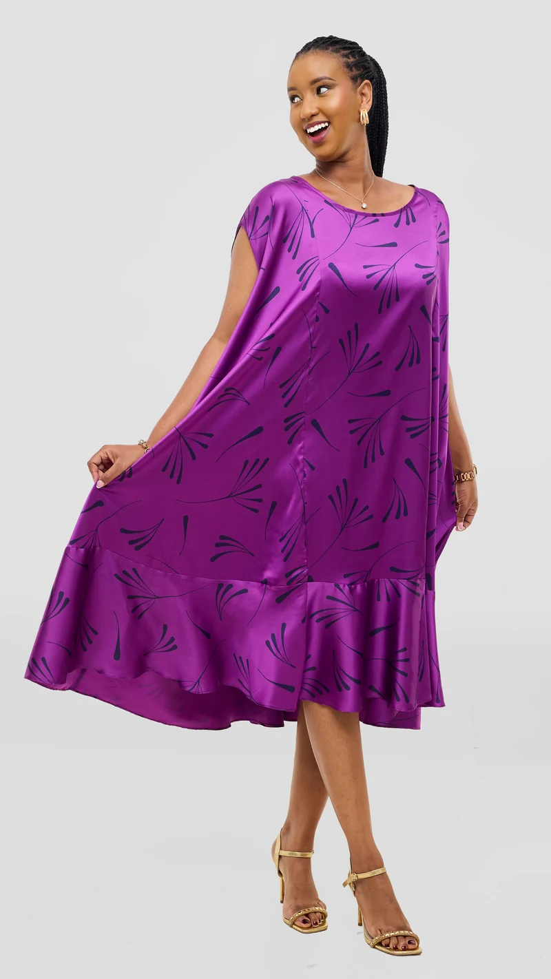 Vivo Samira Cape Dress - Purple Print