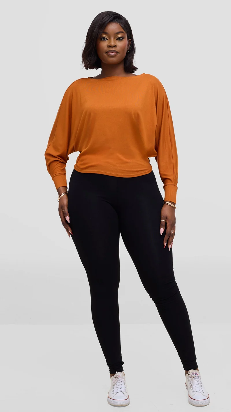 Vivo Bana Batwing Top in Jersey - Rust