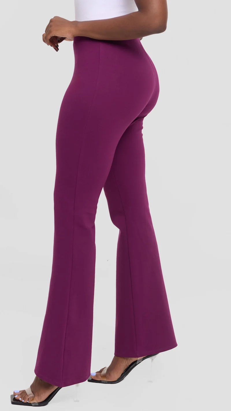 Vivo Studio Flared Pants In Ponte - Mulberry