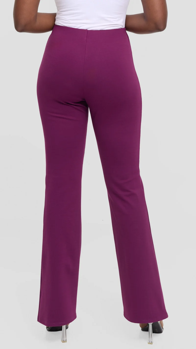 Vivo Studio Flared Pants In Ponte - Mulberry