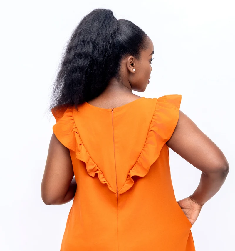 Navaa Collection A-line Nuru Dress - Burnt Orange ( Breastfeeding-friendly)