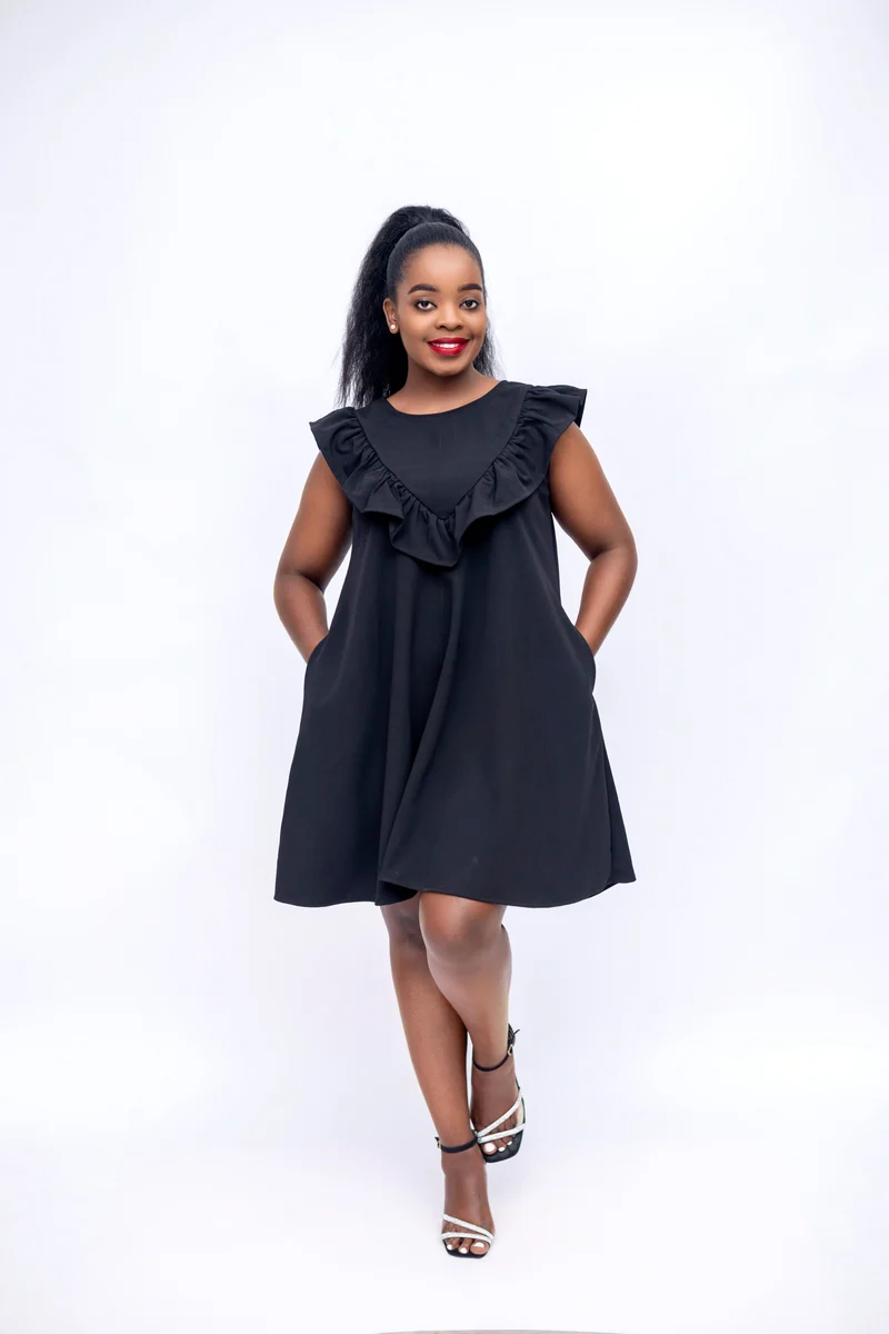 Navaa Collection A-line Nuru Dress - Black ( Breastfeeding-friendly)