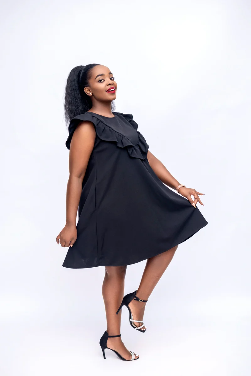 Navaa Collection A-line Nuru Dress - Black ( Breastfeeding-friendly)