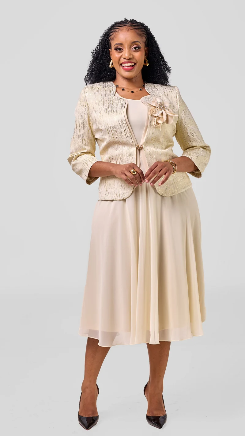 The Sarai Flowing Suit Set - Gold