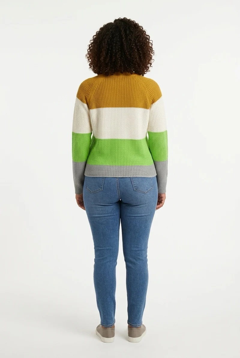 Stylish Sisters Stripe Relaxed Fit Pullover Sweater - Multicolored