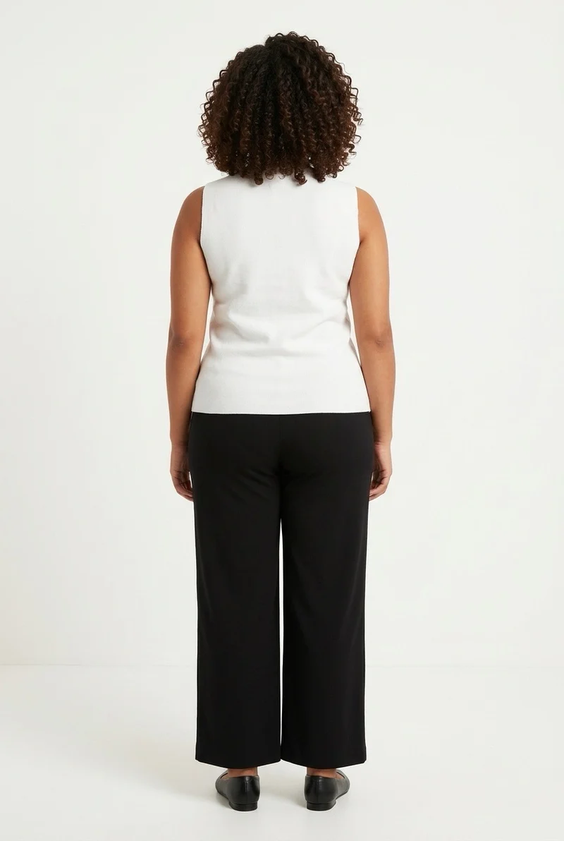 Stylish Sisters Tailored Button-Front Waistcoat Top - White