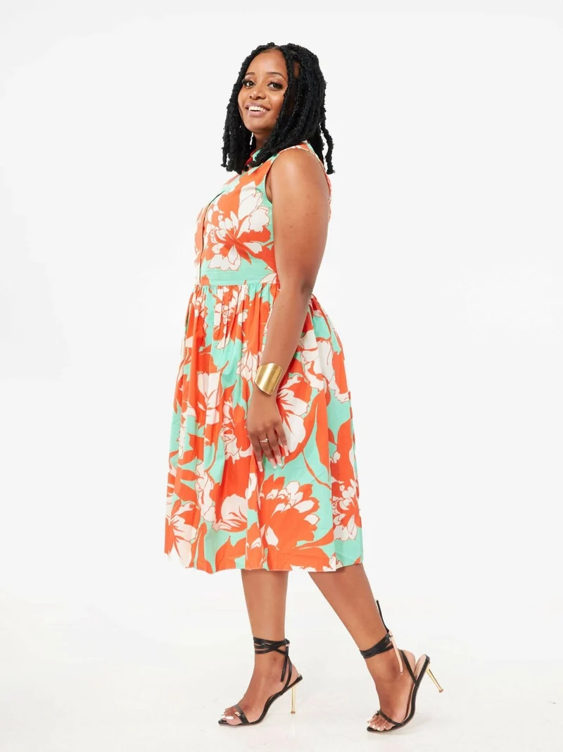 Collar Floral Skater - Orange