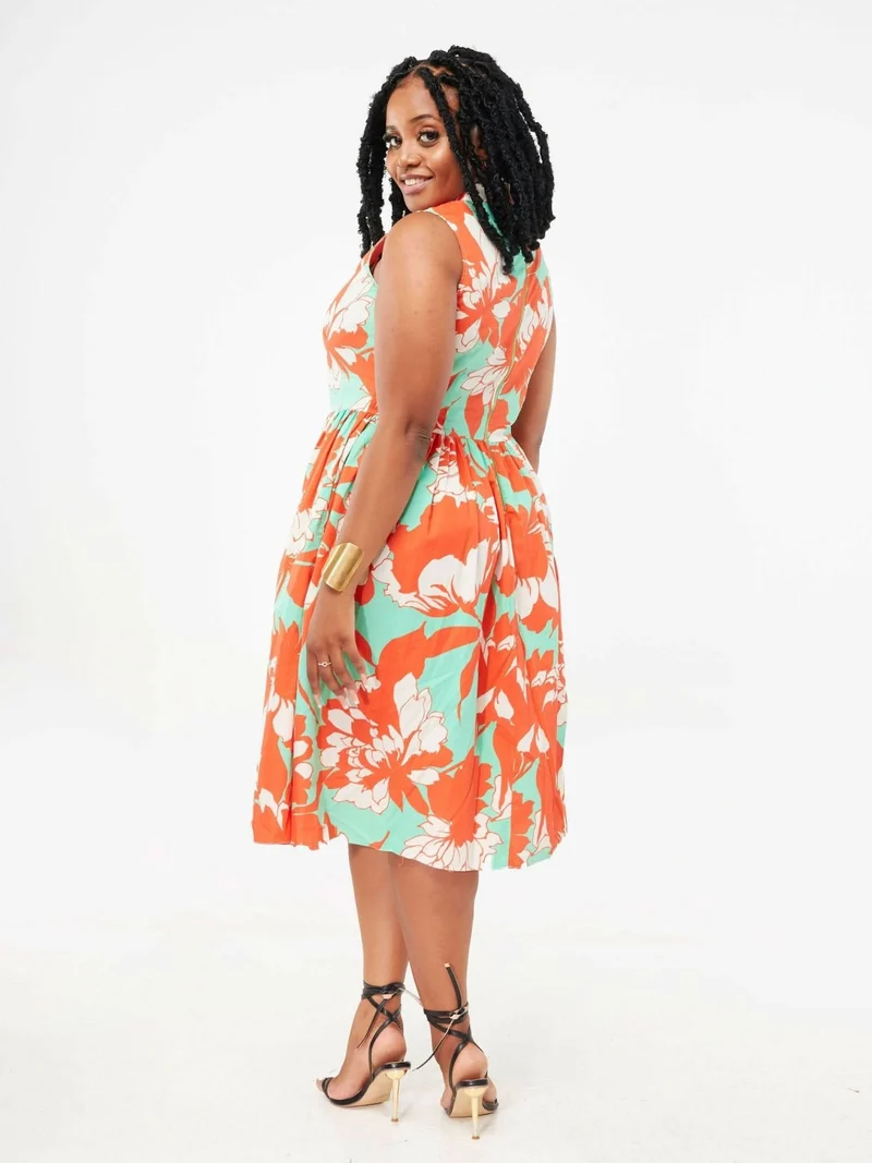Collar Floral Skater - Orange