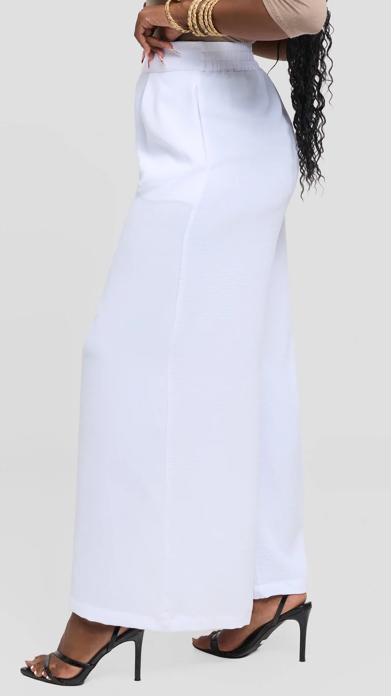 Vivo Wide Leg Pants in Textured Crepe - White