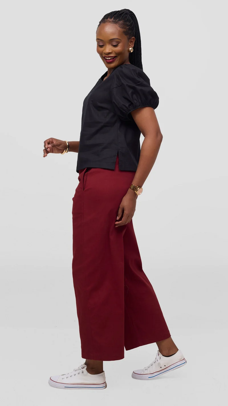 Vivo Lulu Bubble Sleeve Top - Black