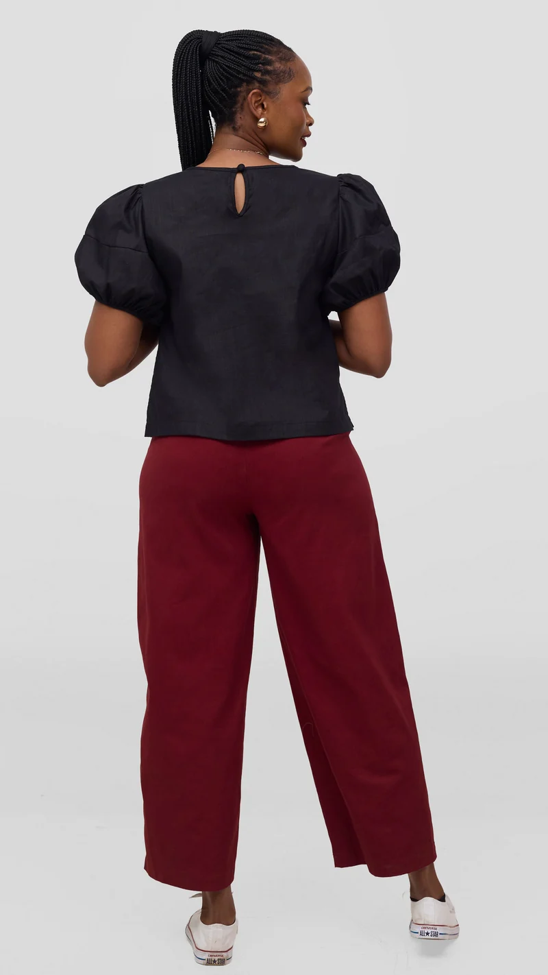 Vivo Lulu Bubble Sleeve Top - Black