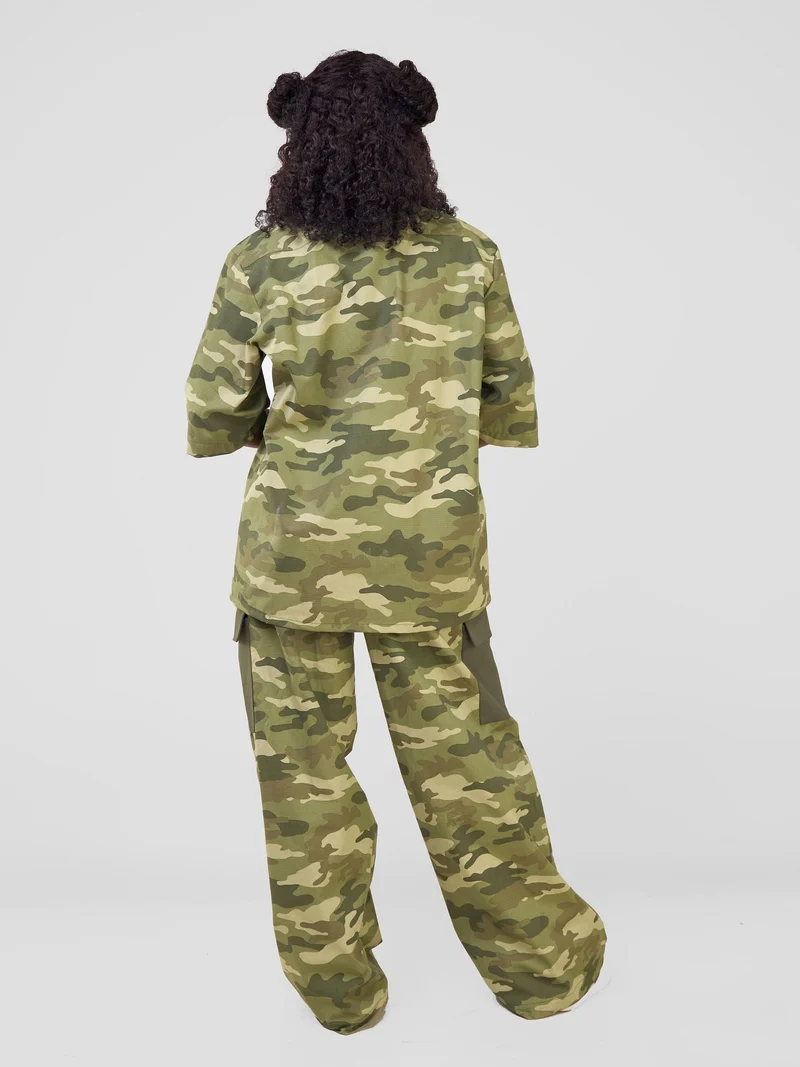Zoya Temo Straight Leg Pants - Camo Green