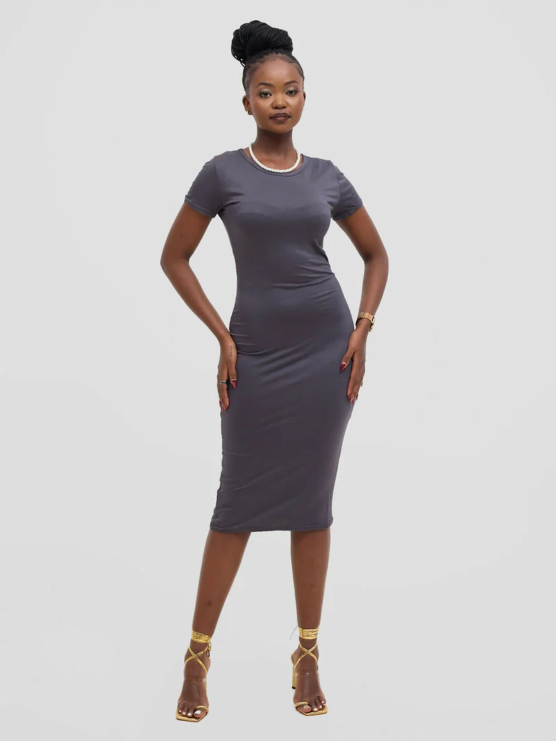 Stylish Sisters Light Weight Bodycon Dress - Dark Grey