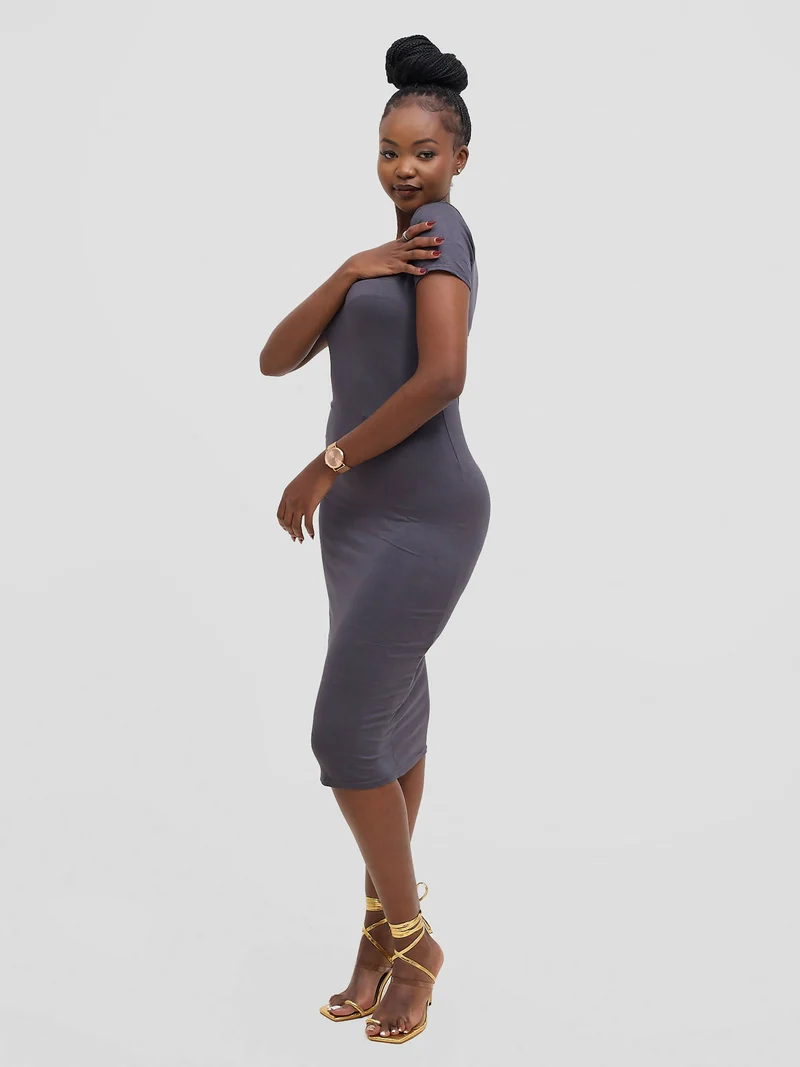 Stylish Sisters Light Weight Bodycon Dress - Dark Grey