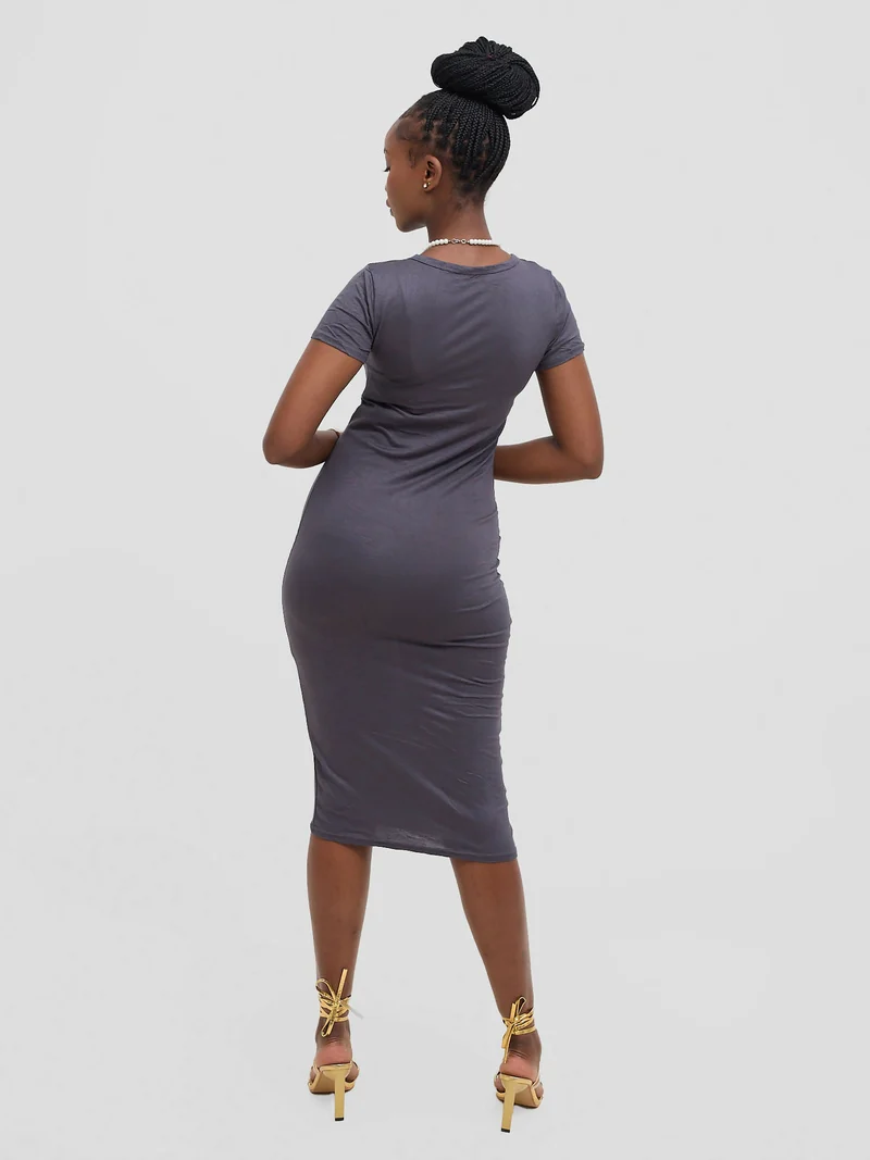 Stylish Sisters Light Weight Bodycon Dress - Dark Grey