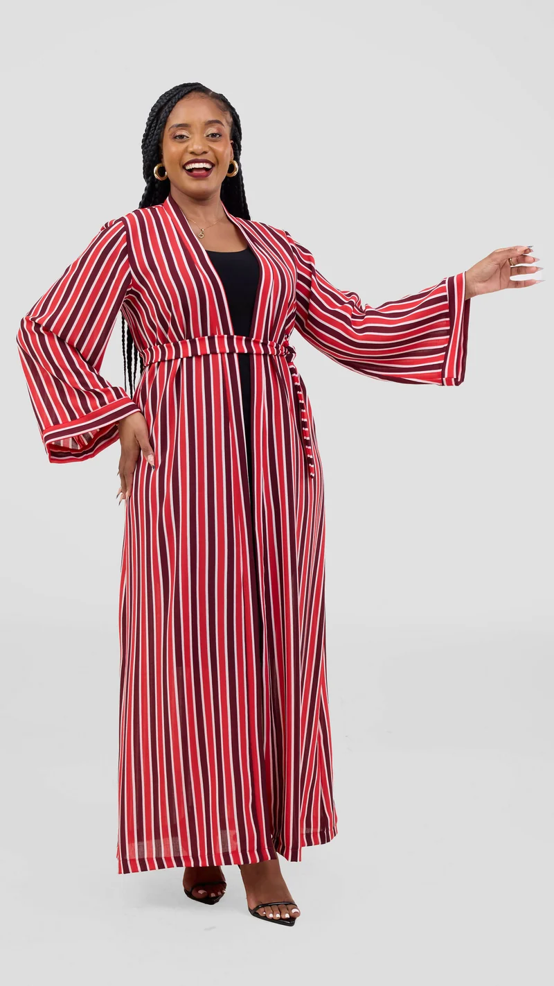 Lizola Martha Kimono - Maroon / Red / White