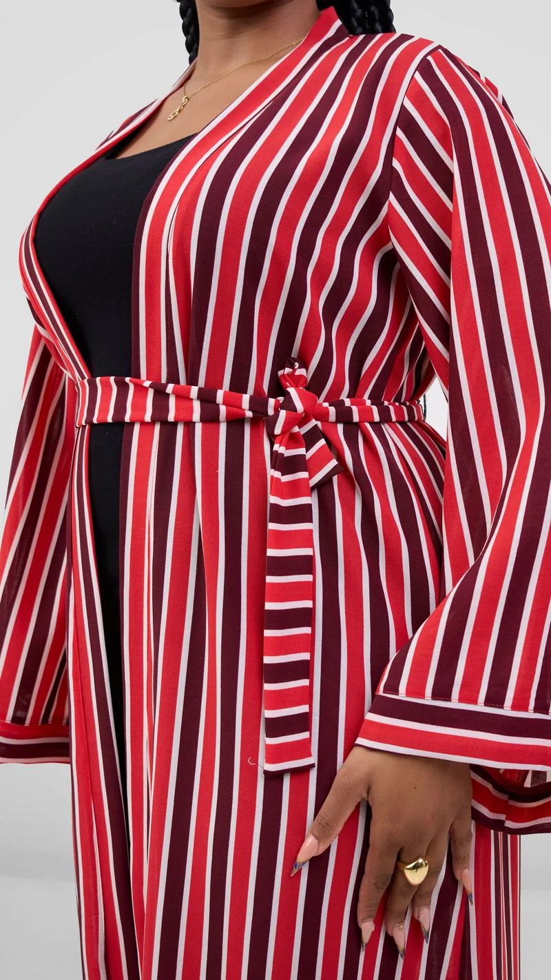 Lizola Martha Kimono - Maroon / Red / White