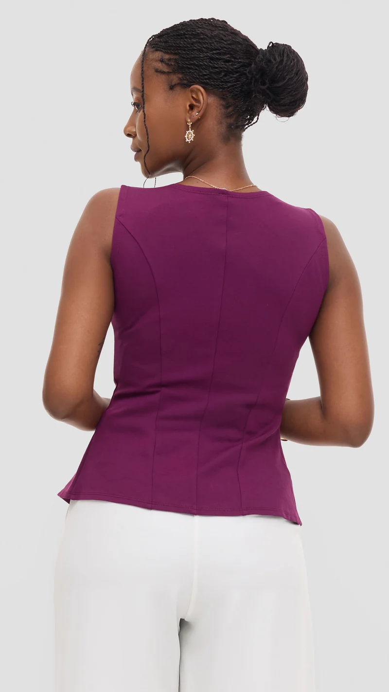 Vivo Sleeveless Vest in Ponte - Dark Purple