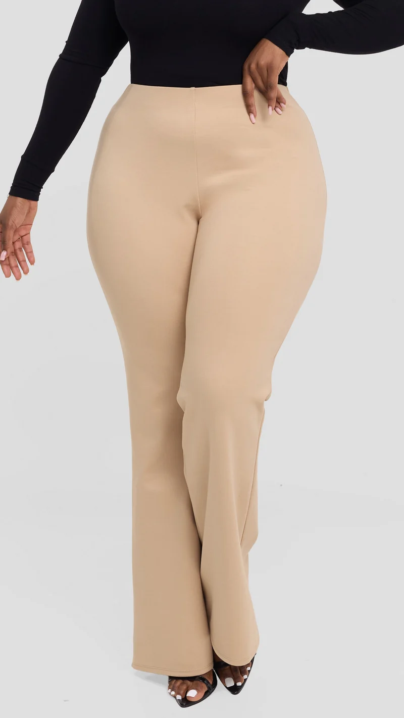 Vivo Studio Flared Pants In Ponte - Light Taupe