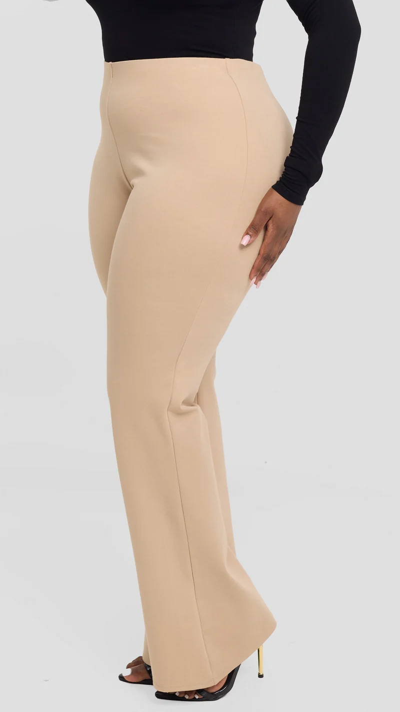 Vivo Studio Flared Pants In Ponte - Light Taupe