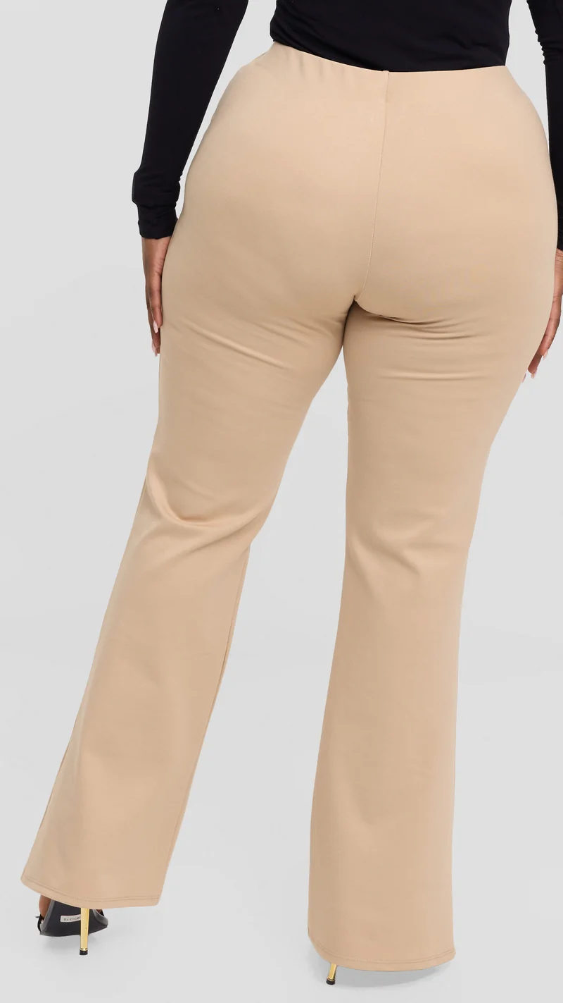Vivo Studio Flared Pants In Ponte - Light Taupe