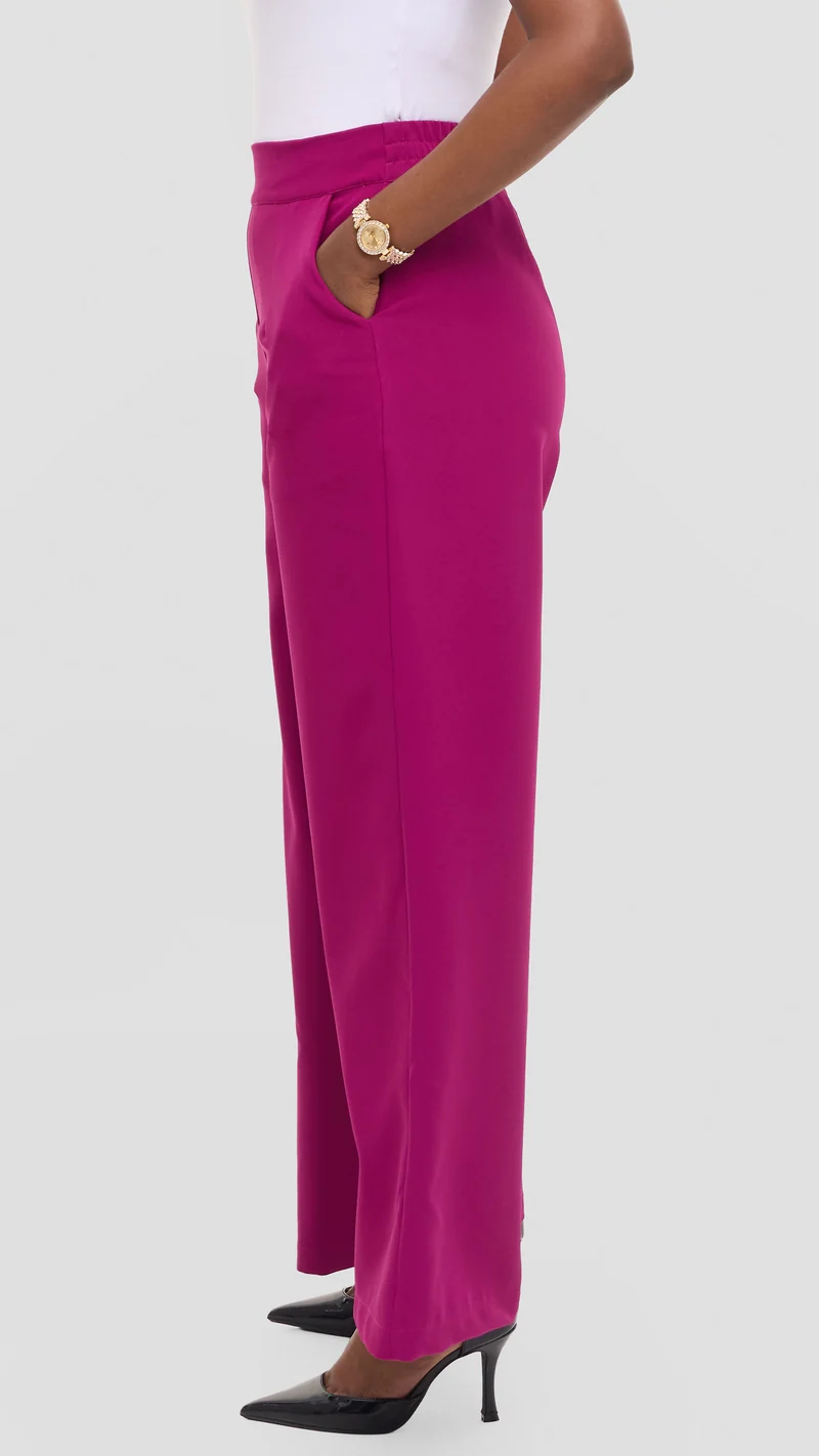 Vivo Wide Leg Pants in Crepe - Dark Pink