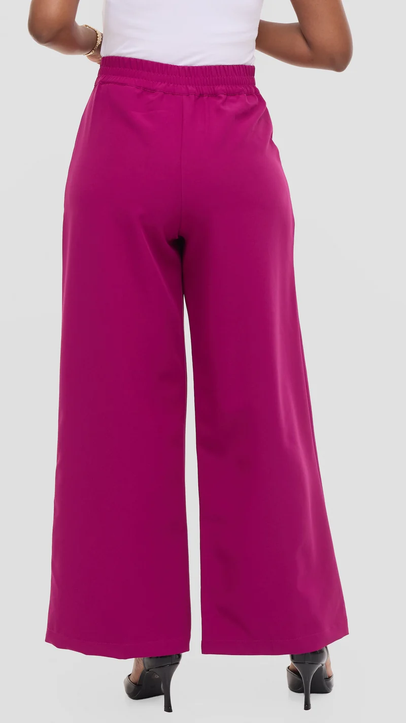 Vivo Wide Leg Pants in Crepe - Dark Pink