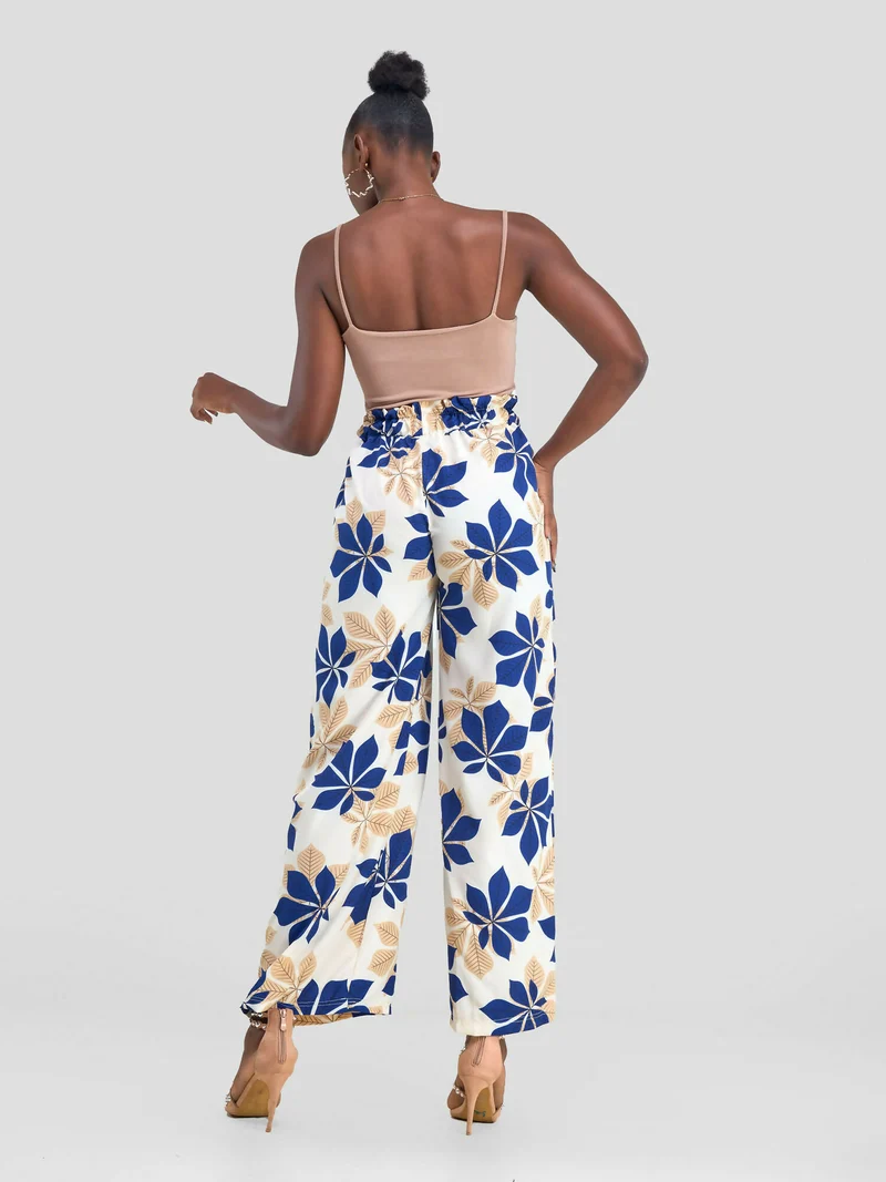 Timyt Urban Wear Peta Pants With Waist Band Side Pocket - Blue Floral