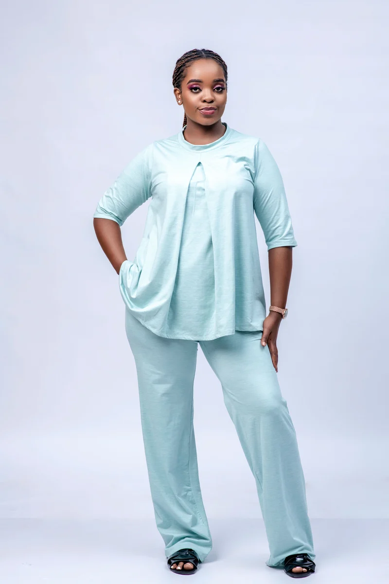 Navaa Collection Warm & Cosy 2-Piece Set - Mint Green (Breastfeeding-friendly)
