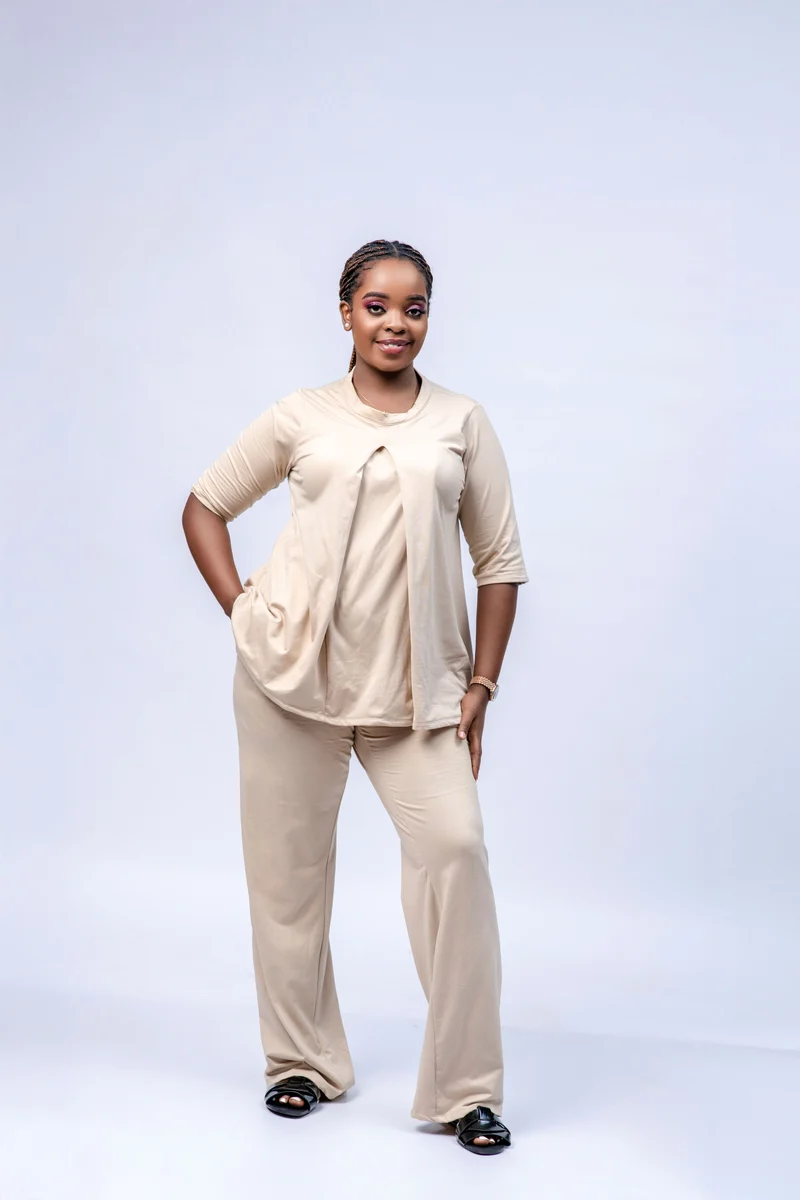 Navaa Collection Warm & Cosy 2-Piece Set - Beige (Breastfeeding-friendly)