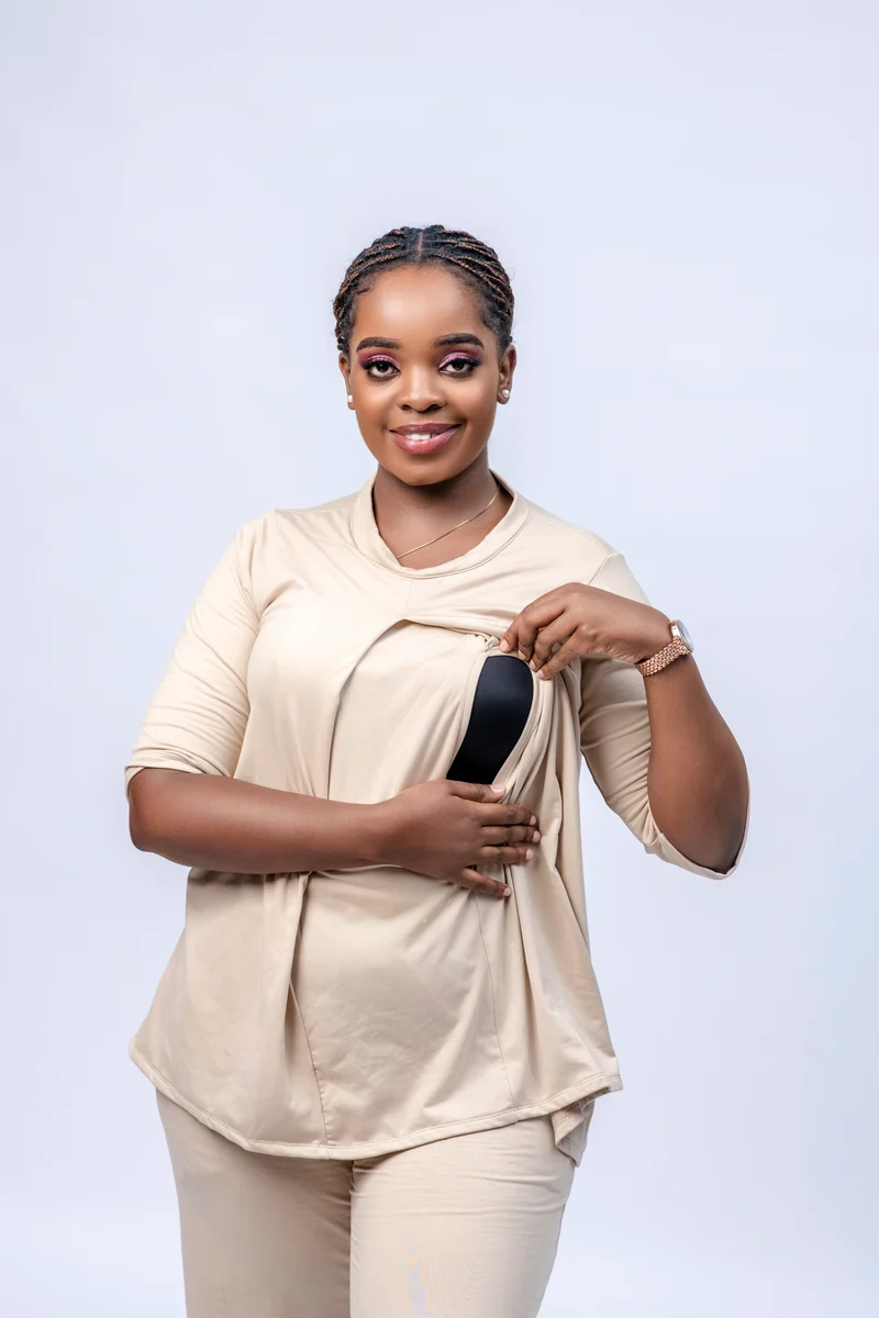 Navaa Collection Warm & Cosy 2-Piece Set - Beige (Breastfeeding-friendly)