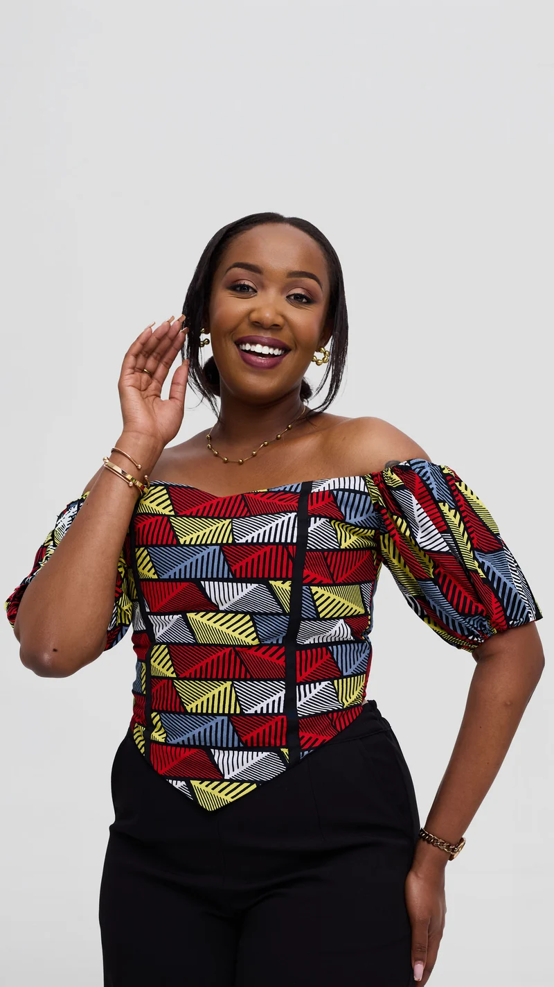 Michelle Fashion House Ankara Corset Top - Geometric Print