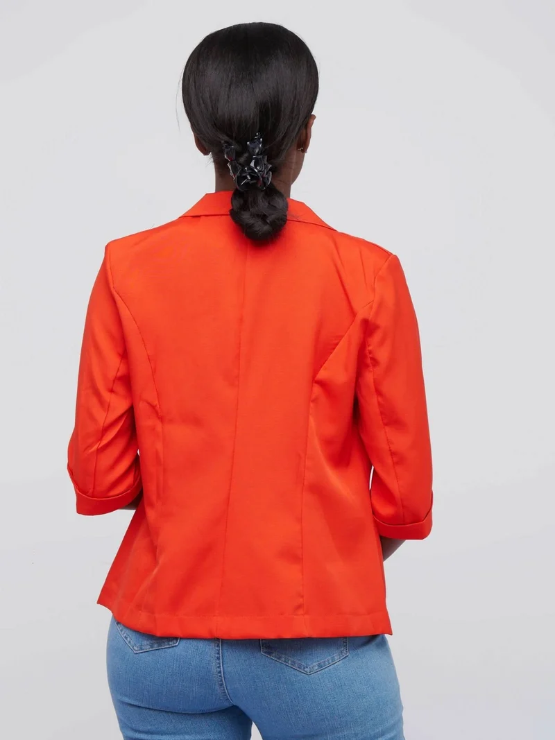 The Fashion Frenzy 3/4 Sleeved Blazer - Red