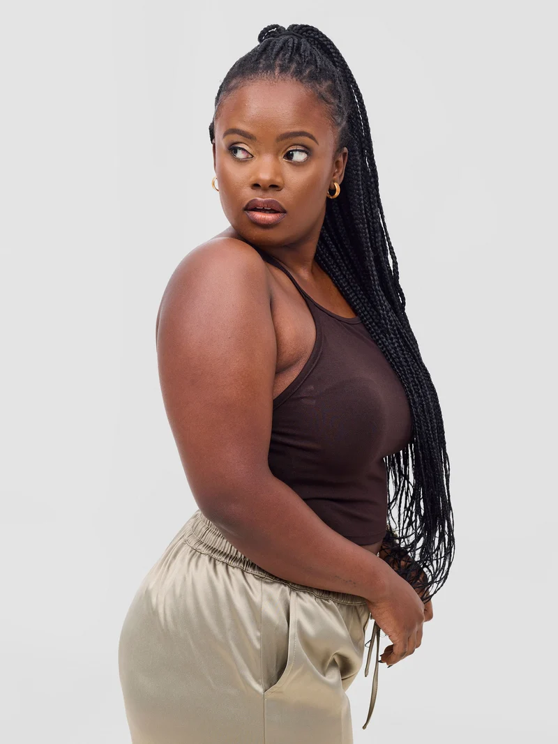 Zoya Basic Halter Tie Top - Chocolate