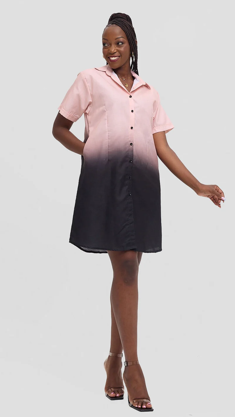 AGAMU Mandi Shirt Dress - Mauve / Black